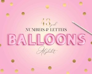 Pink Balloons Alphabet Clipart
