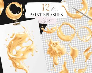 Lemon Paint Splashes Clipart