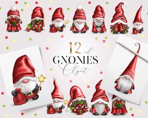 Red Gnomes Clipart