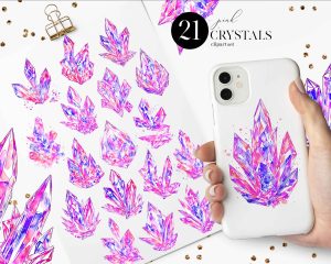 Pink Crystals Clipart