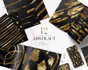 Gold Foil Abstract Black Textures