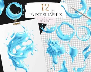 Aqua Paint Splashes Clipart