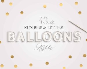 White Balloons Alphabet Clipart