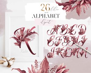 Wine Lilies Alphabet Clipart