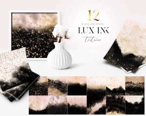 Lux Ink Black And Peach Textures