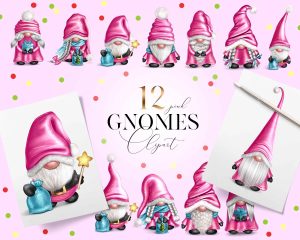 Pink Gnomes Clipart