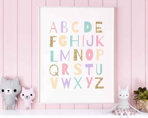 ABC Alphabet Pink Digital Wall Art Print