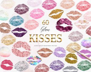 Glam Kisses Clipart