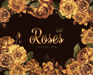 Free Gold Roses Clipart