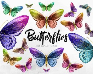 Free Glitter Butterflies Clipart