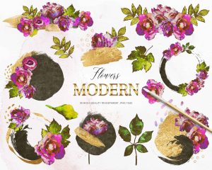 Free Modern Flowers Clipart