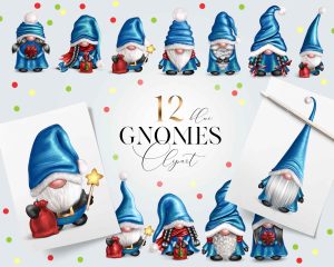 Blue Gnomes Clipart