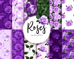 Free Purple Roses Seamless Patterns