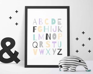 ABC Alphabet Pink Digital Wall Art Print