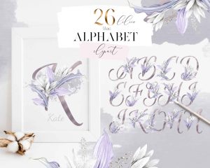 Lilac Lilies Alphabet Clipart