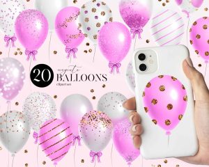 Pink Balloons Clipart