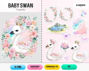 Baby Swan Clipart