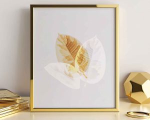White Tropical Leaves Printable Wall Art Print