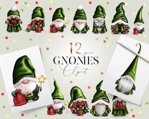 Green Gnomes Clipart
