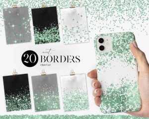 Mint Confetti Borders Clipart