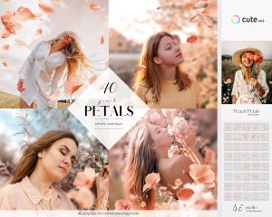 Peach Petals Photo Overlays, Petals Clipart
