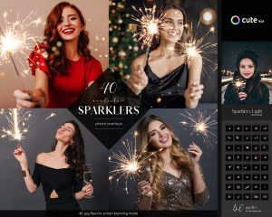 Realistic Sparklers Photo Overlays
