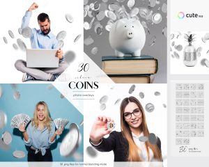 Silver Coins Photo Overlays