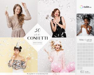 White Confetti Photo Overlays