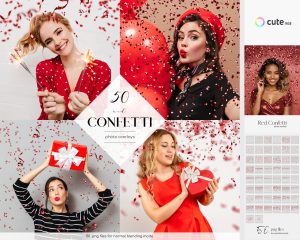 Red Confetti Photo Overlays