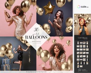 Silver Balloons Photo Overlays Clipart