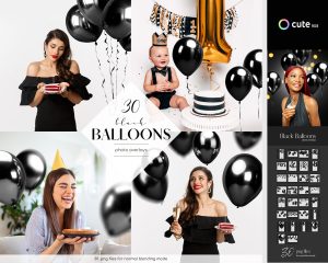 Black Balloons Photo Overlays Clipart