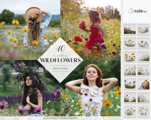 Rainbow Flowers Photo Overlays Clipart