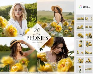 Yellow Peonies Photo Overlays Clipart