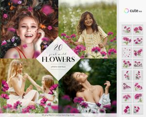 Pink Flowers Photo Overlays Clipart