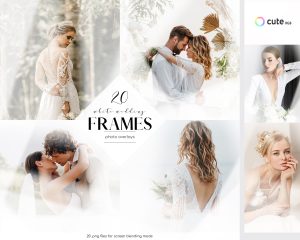 White Wedding Frames Photo Overlays Clipart