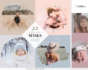 Watercolor Masks Photo Overlays Clipart