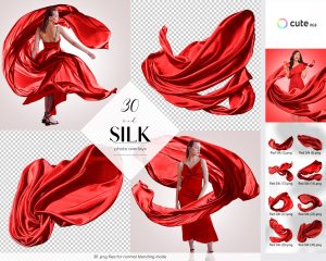Red Silk Photo Overlays Clipart