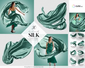 Dark Mint Silk Photo Overlays Clipart