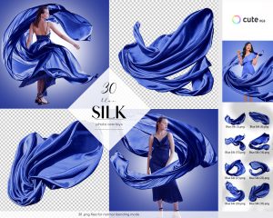 Blue Silk Photo Overlays Clipart