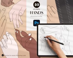 Line Art Hands Photoshop Brushes