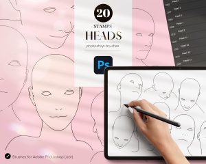 Line Art Head Photoshop Brushes