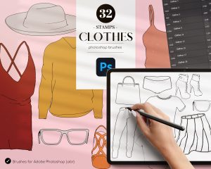 Line Art Clothes Photoshop Brushes