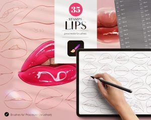 Lips Stamps Procreate Brushes