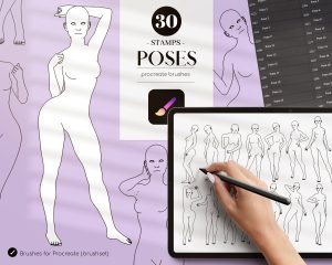 30 Poses Stamps Procreate Brushes