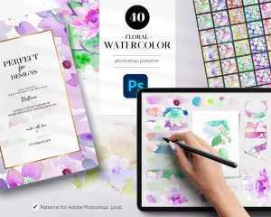 Free Floral Watercolor Photoshop Patterns