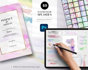 Free Watercolor Splashes Photoshop Patterns