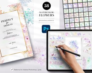 Free Watercolor Flowers Photoshop Patterns