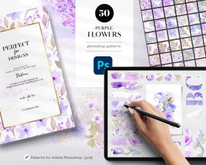 Free Purple Flowers Photoshop Patterns