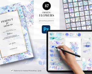 Free Frozen Flowers Photoshop Patterns