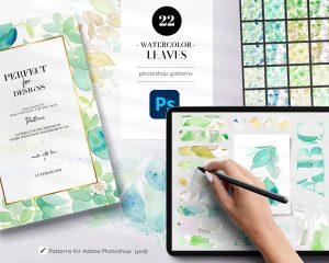 Free Watercolor Leaves Photoshop Patterns